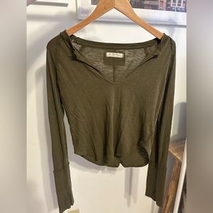 We The Free Free People Soft Long Sleeve Tee Olive Green